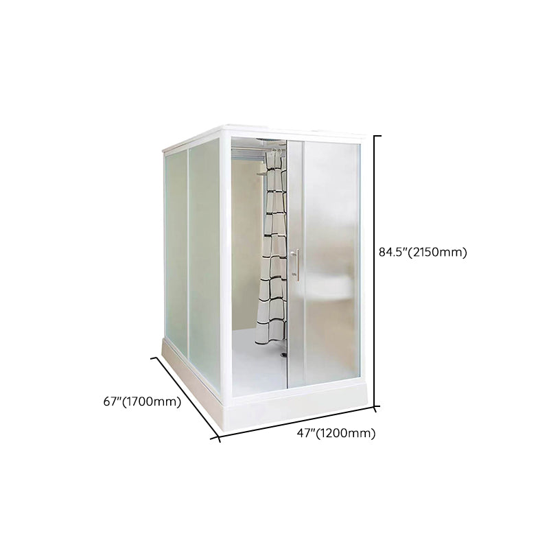 Framed Single Sliding Shower Kit Rectangle Frosted Shower Stall Clearhalo 'Bathroom Remodel & Bathroom Fixtures' 'Home Improvement' 'home_improvement' 'home_improvement_shower_stalls_enclosures' 'Shower Stalls & Enclosures' 'shower_stalls_enclosures' 'Showers & Bathtubs' 7287863