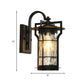 Country Cylinder Wall Light Sconce 1 Bulb Clear Water Glass Wall Mount Lamp Fixture in Black for Corner Clearhalo 'Wall Lamps & Sconces' 'Wall Lights' Lighting' 728806
