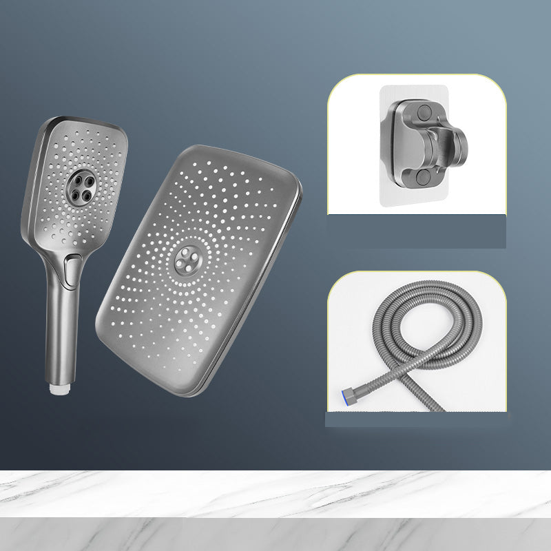 Modern Grey Shower Head Combo Standard Spray Pattern Rectangle Large Shower Head Large Shower Head + Hand Shower + Hose + No Punching Wall Seat Clearhalo 'Bathroom Remodel & Bathroom Fixtures' 'Home Improvement' 'home_improvement' 'home_improvement_shower_heads' 'Shower Heads' 'shower_heads' 'Showers & Bathtubs Plumbing' 'Showers & Bathtubs' 7289033