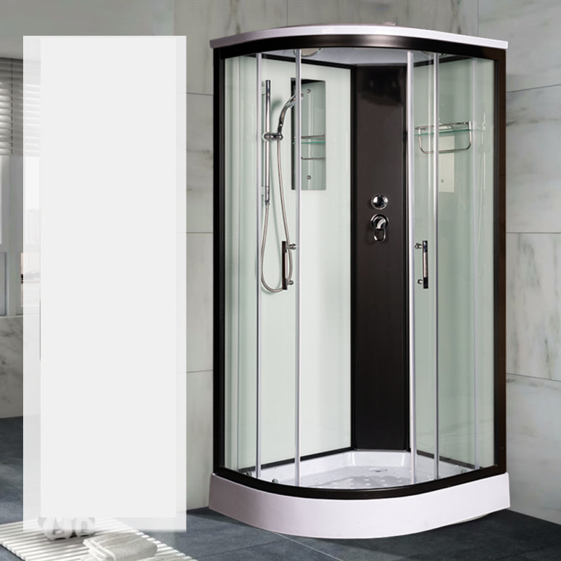 Tempered Glass Shower Stall Black Double Sliding Door Shower Enclosure 31"L x 39"W x 84"H Left Clearhalo 'Bathroom Remodel & Bathroom Fixtures' 'Home Improvement' 'home_improvement' 'home_improvement_shower_stalls_enclosures' 'Shower Stalls & Enclosures' 'shower_stalls_enclosures' 'Showers & Bathtubs' 7289060