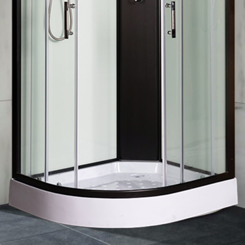 Tempered Glass Shower Stall Black Double Sliding Door Shower Enclosure Clearhalo 'Bathroom Remodel & Bathroom Fixtures' 'Home Improvement' 'home_improvement' 'home_improvement_shower_stalls_enclosures' 'Shower Stalls & Enclosures' 'shower_stalls_enclosures' 'Showers & Bathtubs' 7289061