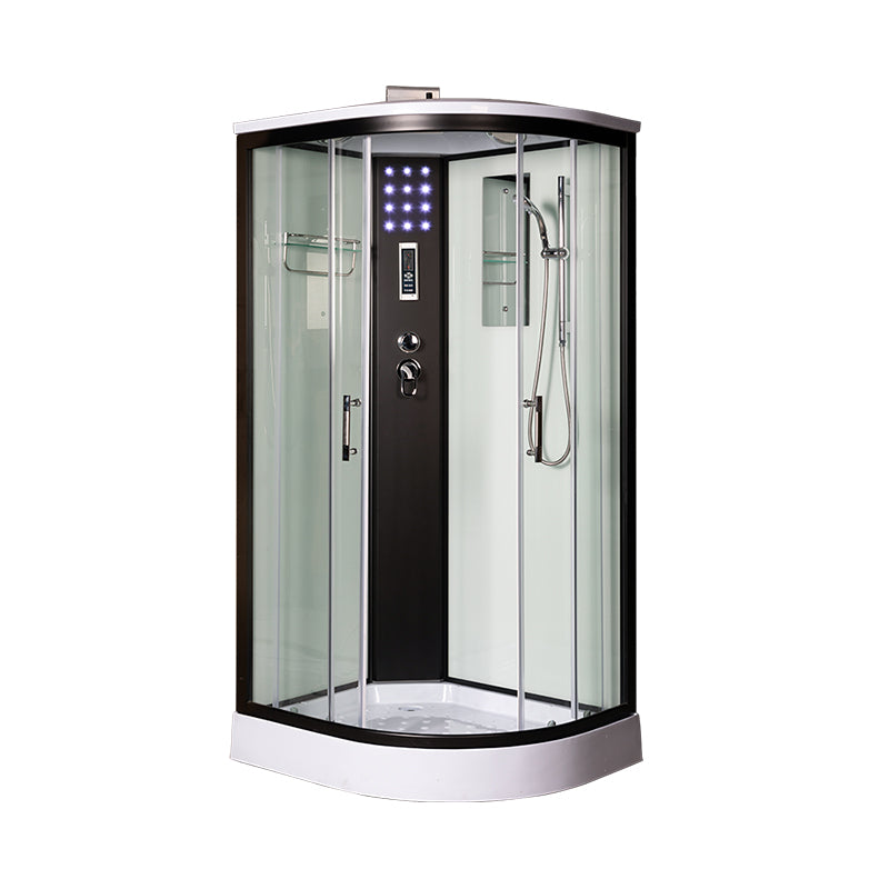 Tempered Glass Shower Stall Black Double Sliding Door Shower Enclosure Clearhalo 'Bathroom Remodel & Bathroom Fixtures' 'Home Improvement' 'home_improvement' 'home_improvement_shower_stalls_enclosures' 'Shower Stalls & Enclosures' 'shower_stalls_enclosures' 'Showers & Bathtubs' 7289064