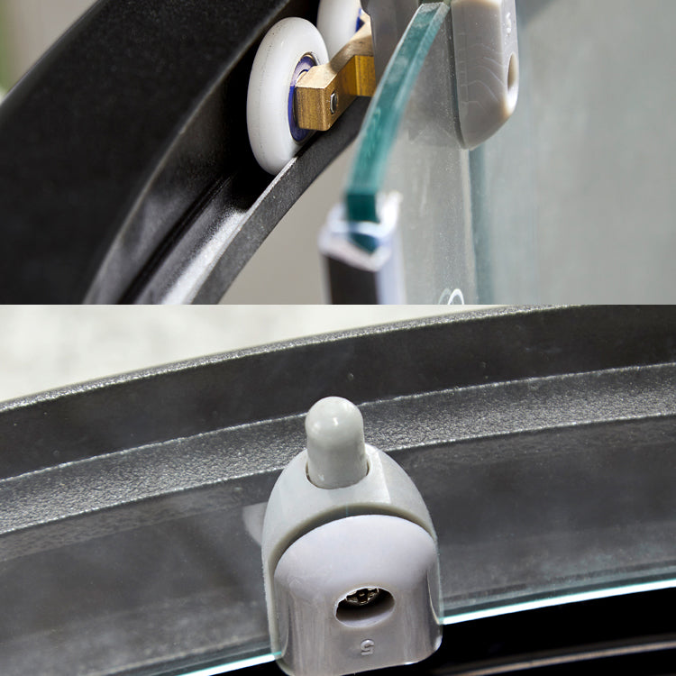 Tempered Glass Shower Enclosure Black Double Sliding Door Shower Kit Clearhalo 'Bathroom Remodel & Bathroom Fixtures' 'Home Improvement' 'home_improvement' 'home_improvement_shower_stalls_enclosures' 'Shower Stalls & Enclosures' 'shower_stalls_enclosures' 'Showers & Bathtubs' 7289073