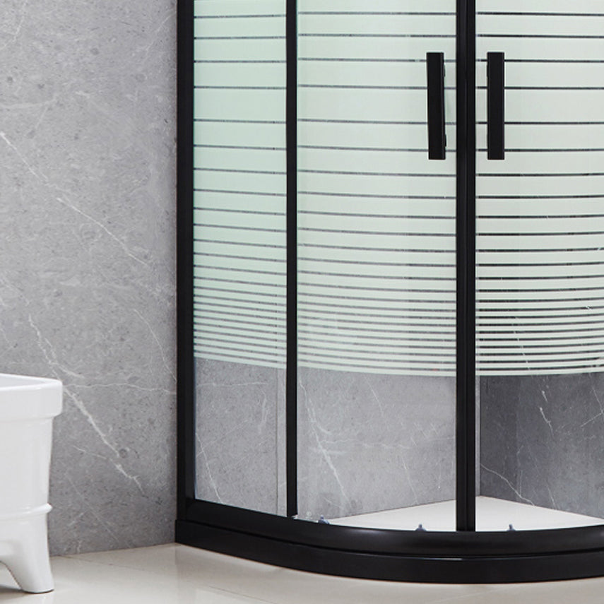 Tempered Glass Shower Enclosure Black Double Sliding Door Shower Kit Clearhalo 'Bathroom Remodel & Bathroom Fixtures' 'Home Improvement' 'home_improvement' 'home_improvement_shower_stalls_enclosures' 'Shower Stalls & Enclosures' 'shower_stalls_enclosures' 'Showers & Bathtubs' 7289076