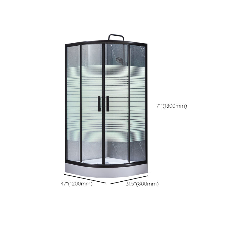 Tempered Glass Shower Enclosure Black Double Sliding Door Shower Kit Clearhalo 'Bathroom Remodel & Bathroom Fixtures' 'Home Improvement' 'home_improvement' 'home_improvement_shower_stalls_enclosures' 'Shower Stalls & Enclosures' 'shower_stalls_enclosures' 'Showers & Bathtubs' 7289087