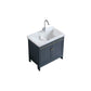Grey Bath Vanity Freestanding Rectangular Single Sink Doors Metal Frame Vanity with Mirror Vanity & Faucet Clearhalo 'Bathroom Remodel & Bathroom Fixtures' 'Bathroom Vanities' 'bathroom_vanities' 'Home Improvement' 'home_improvement' 'home_improvement_bathroom_vanities' 7289157