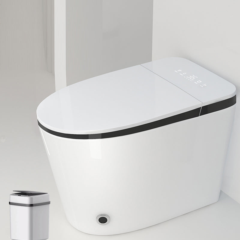 Modern Floor Mounted Toilet Bowl Porcelain Siphon Jet All In One Toilet White Black Automatic Lid( Top Configuration) Clearhalo 'Bathroom Remodel & Bathroom Fixtures' 'Home Improvement' 'home_improvement' 'home_improvement_toilets' 'Toilets & Bidets' 'Toilets' 7289456