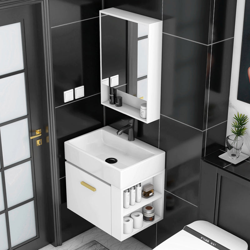 Modern White Ceramic Top Vanity Single-Sink Rectangular Wall Mount Vanity Clearhalo 'Bathroom Remodel & Bathroom Fixtures' 'Bathroom Vanities' 'bathroom_vanities' 'Home Improvement' 'home_improvement' 'home_improvement_bathroom_vanities' 7289531