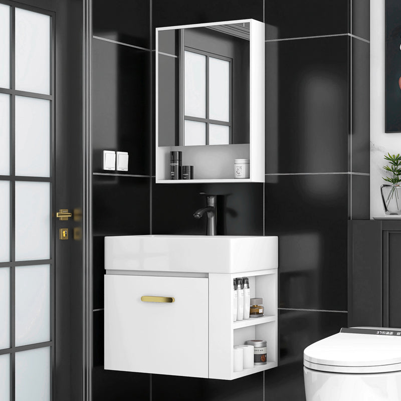 Modern White Ceramic Top Vanity Single-Sink Rectangular Wall Mount Vanity Clearhalo 'Bathroom Remodel & Bathroom Fixtures' 'Bathroom Vanities' 'bathroom_vanities' 'Home Improvement' 'home_improvement' 'home_improvement_bathroom_vanities' 7289533