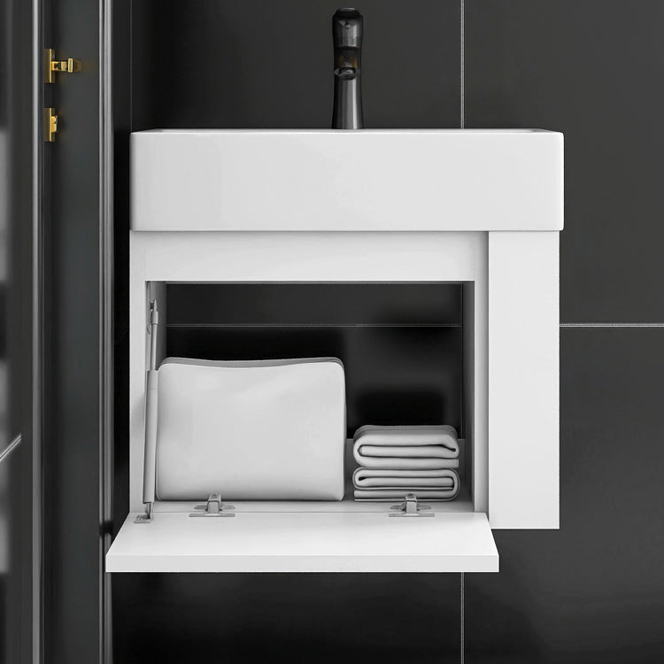 Modern White Ceramic Top Vanity Single-Sink Rectangular Wall Mount Vanity Clearhalo 'Bathroom Remodel & Bathroom Fixtures' 'Bathroom Vanities' 'bathroom_vanities' 'Home Improvement' 'home_improvement' 'home_improvement_bathroom_vanities' 7289535