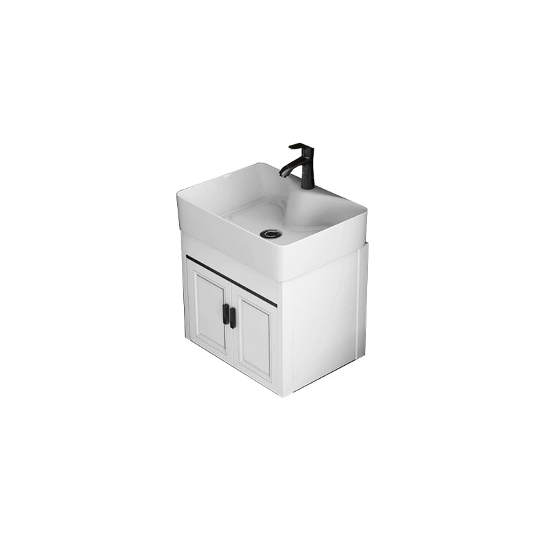 Modern White Ceramic Top Vanity Single-Sink Rectangular Wall Mount Vanity Vanity & Faucet 19"L x 15"W x 17"H Black White Clearhalo 'Bathroom Remodel & Bathroom Fixtures' 'Bathroom Vanities' 'bathroom_vanities' 'Home Improvement' 'home_improvement' 'home_improvement_bathroom_vanities' 7289553