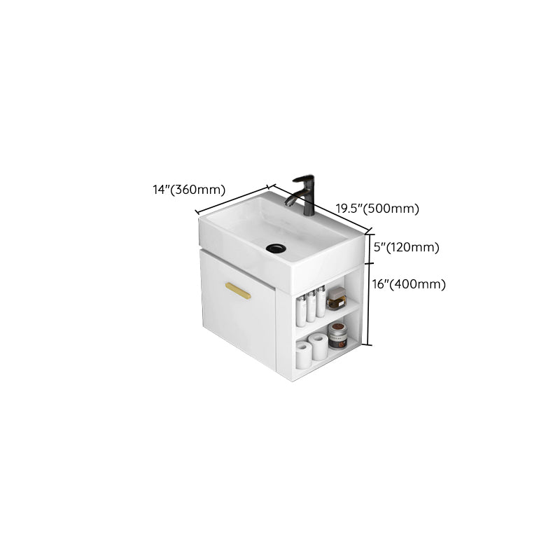 Modern White Ceramic Top Vanity Single-Sink Rectangular Wall Mount Vanity Clearhalo 'Bathroom Remodel & Bathroom Fixtures' 'Bathroom Vanities' 'bathroom_vanities' 'Home Improvement' 'home_improvement' 'home_improvement_bathroom_vanities' 7289556