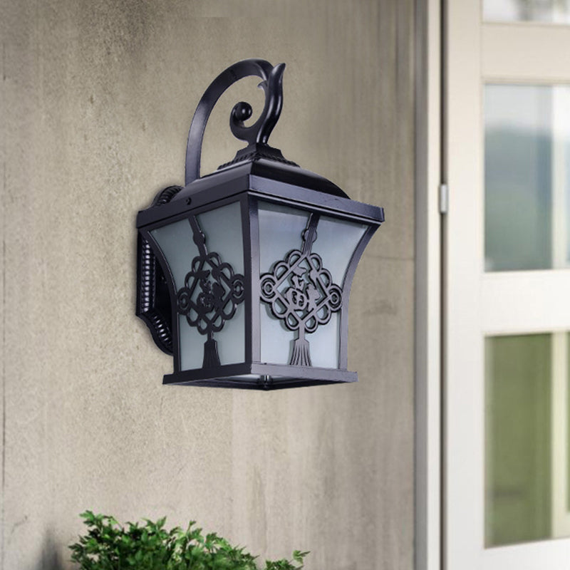 Metallic Lucky Character Wall Sconce Light Country 1 Bulb Courtyard Wall Lamp in Black/Black and Gold Black Clearhalo 'Wall Lamps & Sconces' 'Wall Lights' Lighting' 728968