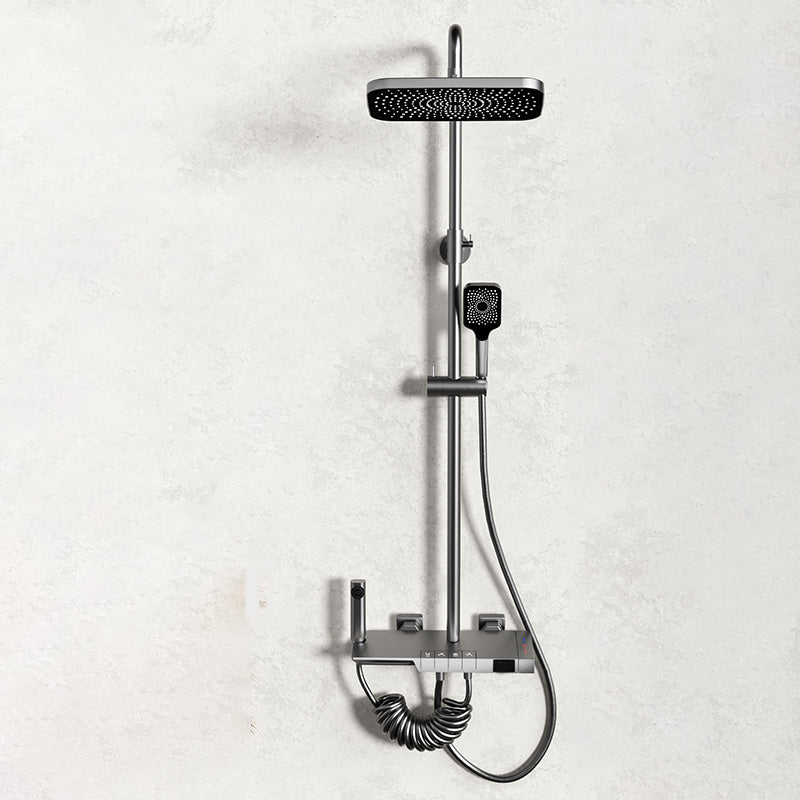 Modern Wall Mounted Shower Combo Slide Bar Included Shower Trim Clearhalo 'Bathroom Remodel & Bathroom Fixtures' 'Home Improvement' 'home_improvement' 'home_improvement_shower_faucets' 'Shower Faucets & Systems' 'shower_faucets' 'Showers & Bathtubs Plumbing' 'Showers & Bathtubs' 7289773