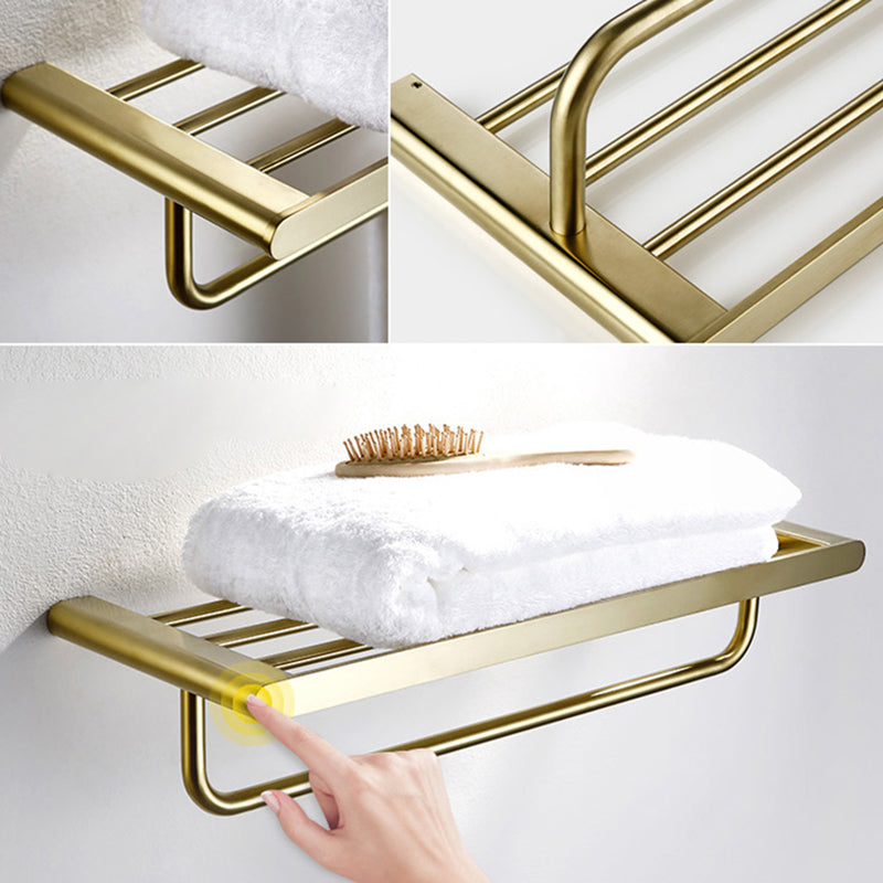 Modern Brushed Brass Bathroom Accessories Hardware Set with Towel Bar Clearhalo 'Bathroom Hardware Sets' 'Bathroom Hardware' 'Bathroom Remodel & Bathroom Fixtures' 'bathroom_hardware_sets' 'Home Improvement' 'home_improvement' 'home_improvement_bathroom_hardware_sets' 7290133