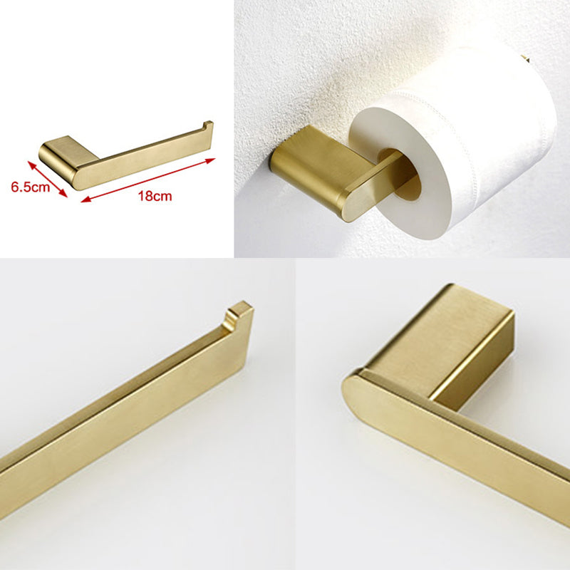 Modern Brushed Brass Bathroom Accessories Hardware Set with Towel Bar Clearhalo 'Bathroom Hardware Sets' 'Bathroom Hardware' 'Bathroom Remodel & Bathroom Fixtures' 'bathroom_hardware_sets' 'Home Improvement' 'home_improvement' 'home_improvement_bathroom_hardware_sets' 7290135