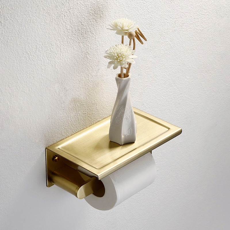 Modern Brushed Brass Bathroom Accessories Hardware Set with Towel Bar Clearhalo 'Bathroom Hardware Sets' 'Bathroom Hardware' 'Bathroom Remodel & Bathroom Fixtures' 'bathroom_hardware_sets' 'Home Improvement' 'home_improvement' 'home_improvement_bathroom_hardware_sets' 7290138