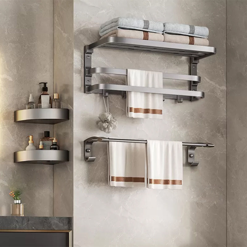Traditional Bathroom Accessory As Individual Or As a Set in Grey 4-Piece Set (Towel Bar) Clearhalo 'Bathroom Hardware Sets' 'Bathroom Hardware' 'Bathroom Remodel & Bathroom Fixtures' 'bathroom_hardware_sets' 'Home Improvement' 'home_improvement' 'home_improvement_bathroom_hardware_sets' 7290150