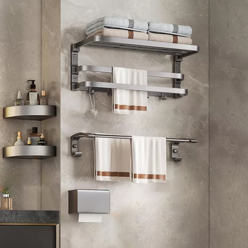 Traditional Bathroom Accessory As Individual Or As a Set in Grey 5 piece Set Clearhalo 'Bathroom Hardware Sets' 'Bathroom Hardware' 'Bathroom Remodel & Bathroom Fixtures' 'bathroom_hardware_sets' 'Home Improvement' 'home_improvement' 'home_improvement_bathroom_hardware_sets' 7290161
