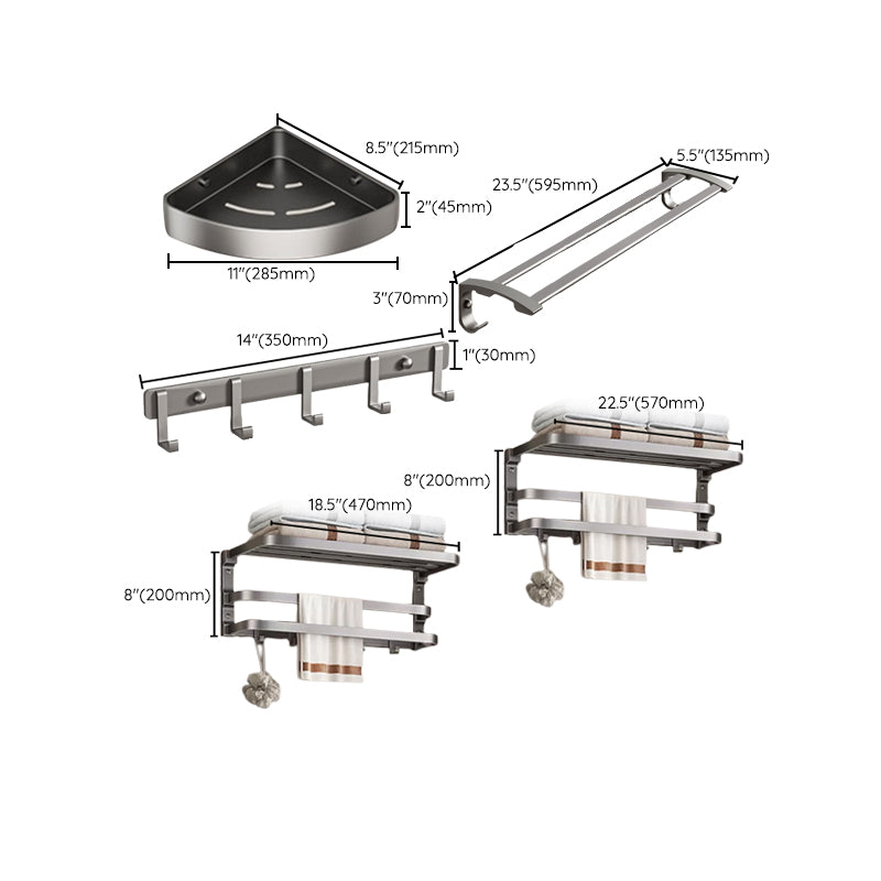 Traditional Bathroom Accessory As Individual Or As a Set in Grey Clearhalo 'Bathroom Hardware Sets' 'Bathroom Hardware' 'Bathroom Remodel & Bathroom Fixtures' 'bathroom_hardware_sets' 'Home Improvement' 'home_improvement' 'home_improvement_bathroom_hardware_sets' 7290163
