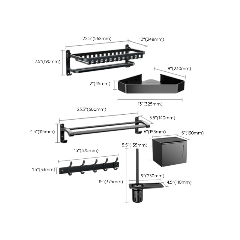 Traditional Black Bathroom Accessory As Individual Or As a Set Clearhalo 'Bathroom Hardware Sets' 'Bathroom Hardware' 'Bathroom Remodel & Bathroom Fixtures' 'bathroom_hardware_sets' 'Home Improvement' 'home_improvement' 'home_improvement_bathroom_hardware_sets' 7290179
