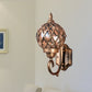Clear Glass Globe Wall Sconce Lighting Lodges 1-Bulb Outdoor Wall Mount Lamp in Brass with Cage Clearhalo 'Wall Lamps & Sconces' 'Wall Lights' Lighting' 729046