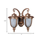 2 Heads Acorn Sconce Light Fixture Country Rust Aluminum Wall Mount Lamp with Cracked Glass Shade Clearhalo 'Wall Lamps & Sconces' 'Wall Lights' Lighting' 729099