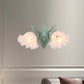 Green Scalloped Wall Lighting Fixture Pastoral White Glass 2 Bulbs Living Room Sconce Lamp Clearhalo 'Wall Lamps & Sconces' 'Wall Lights' Lighting' 729154