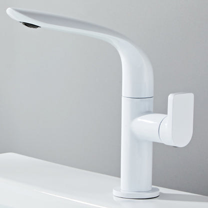 Glam Brass Bathroom Sink Faucet with 1-Handle Lavatory Faucet White Short Clearhalo 'Bathroom Remodel & Bathroom Fixtures' 'Bathroom Sink Faucets' 'Bathroom Sinks & Faucet Components' 'bathroom_sink_faucets' 'Home Improvement' 'home_improvement' 'home_improvement_bathroom_sink_faucets' 7291562