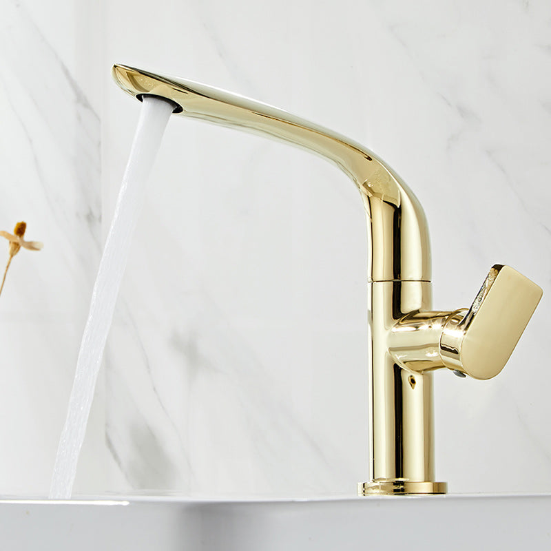 Glam Brass Bathroom Sink Faucet with 1-Handle Lavatory Faucet Clearhalo 'Bathroom Remodel & Bathroom Fixtures' 'Bathroom Sink Faucets' 'Bathroom Sinks & Faucet Components' 'bathroom_sink_faucets' 'Home Improvement' 'home_improvement' 'home_improvement_bathroom_sink_faucets' 7291563