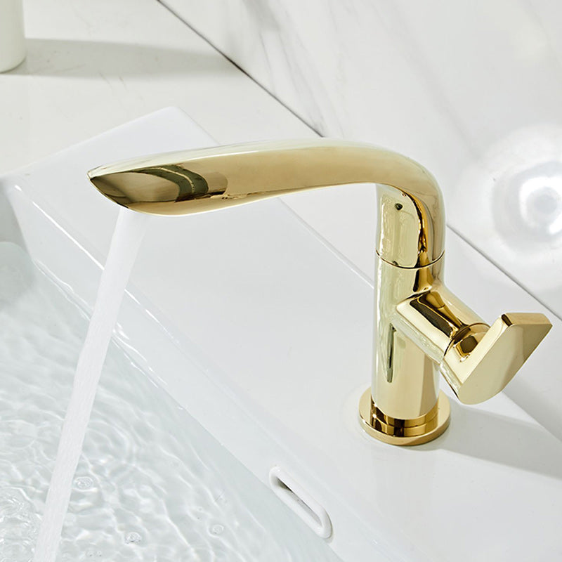 Glam Brass Bathroom Sink Faucet with 1-Handle Lavatory Faucet Clearhalo 'Bathroom Remodel & Bathroom Fixtures' 'Bathroom Sink Faucets' 'Bathroom Sinks & Faucet Components' 'bathroom_sink_faucets' 'Home Improvement' 'home_improvement' 'home_improvement_bathroom_sink_faucets' 7291564