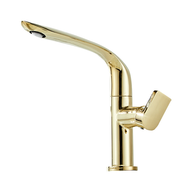 Glam Brass Bathroom Sink Faucet with 1-Handle Lavatory Faucet Clearhalo 'Bathroom Remodel & Bathroom Fixtures' 'Bathroom Sink Faucets' 'Bathroom Sinks & Faucet Components' 'bathroom_sink_faucets' 'Home Improvement' 'home_improvement' 'home_improvement_bathroom_sink_faucets' 7291565