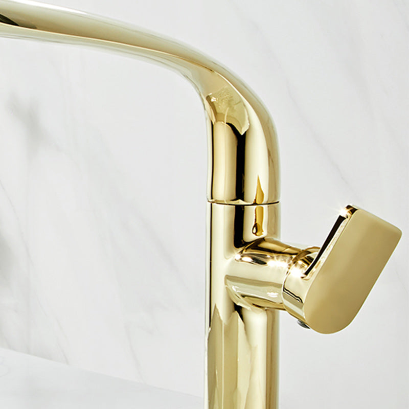 Glam Brass Bathroom Sink Faucet with 1-Handle Lavatory Faucet Clearhalo 'Bathroom Remodel & Bathroom Fixtures' 'Bathroom Sink Faucets' 'Bathroom Sinks & Faucet Components' 'bathroom_sink_faucets' 'Home Improvement' 'home_improvement' 'home_improvement_bathroom_sink_faucets' 7291566