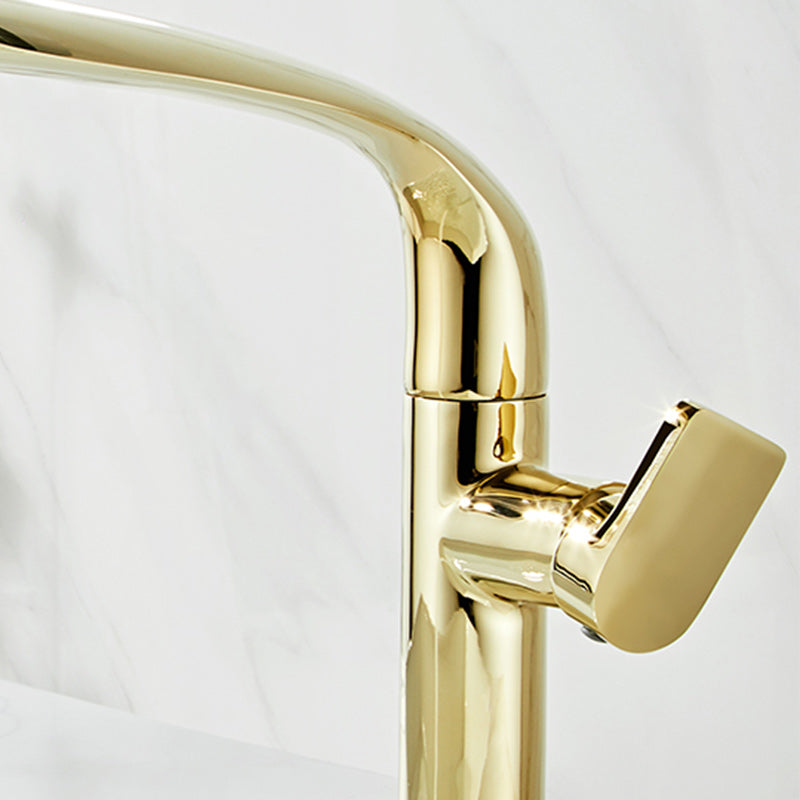 Glam Brass Bathroom Sink Faucet with 1-Handle Lavatory Faucet Clearhalo 'Bathroom Remodel & Bathroom Fixtures' 'Bathroom Sink Faucets' 'Bathroom Sinks & Faucet Components' 'bathroom_sink_faucets' 'Home Improvement' 'home_improvement' 'home_improvement_bathroom_sink_faucets' 7291566