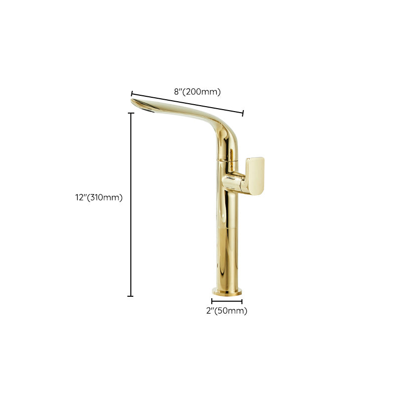 Glam Brass Bathroom Sink Faucet with 1-Handle Lavatory Faucet Clearhalo 'Bathroom Remodel & Bathroom Fixtures' 'Bathroom Sink Faucets' 'Bathroom Sinks & Faucet Components' 'bathroom_sink_faucets' 'Home Improvement' 'home_improvement' 'home_improvement_bathroom_sink_faucets' 7291572