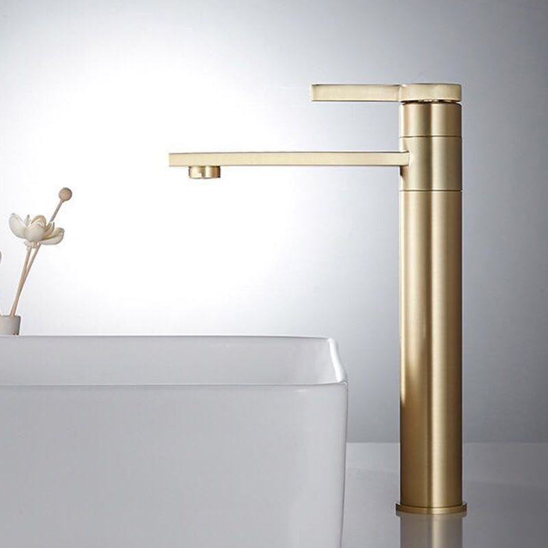 Brass Single Hole Sink Faucet Low Arc Square Bathroom Sink Faucet Clearhalo 'Bathroom Remodel & Bathroom Fixtures' 'Bathroom Sink Faucets' 'Bathroom Sinks & Faucet Components' 'bathroom_sink_faucets' 'Home Improvement' 'home_improvement' 'home_improvement_bathroom_sink_faucets' 7291573