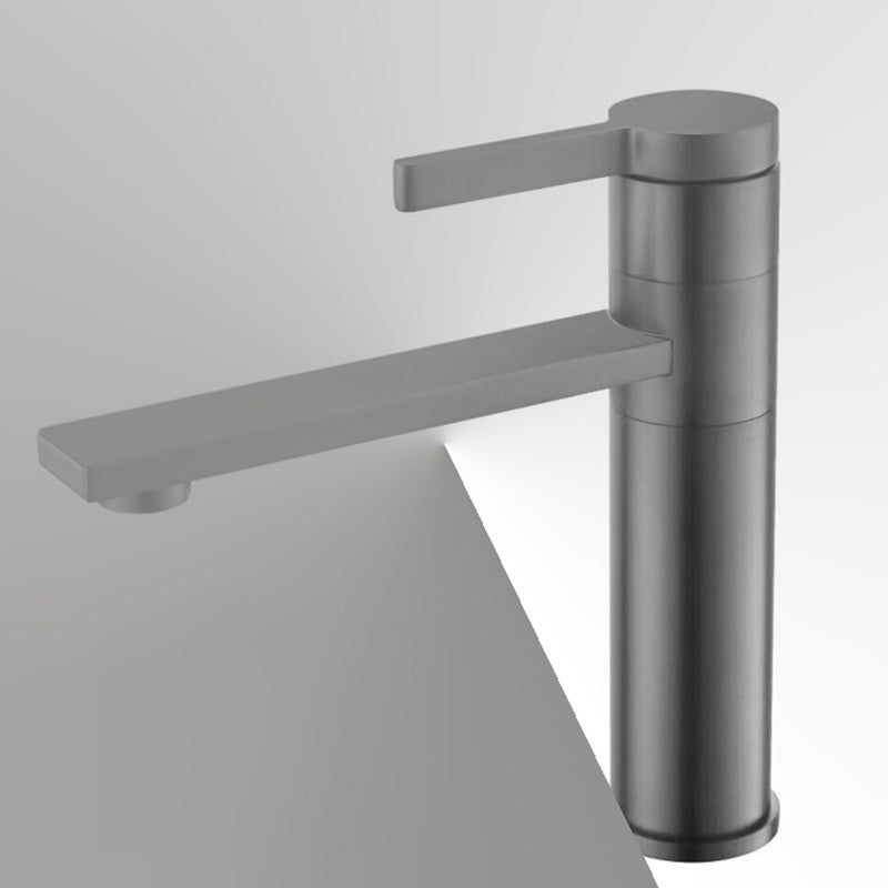 Brass Single Hole Sink Faucet Low Arc Square Bathroom Sink Faucet Grey Short Clearhalo 'Bathroom Remodel & Bathroom Fixtures' 'Bathroom Sink Faucets' 'Bathroom Sinks & Faucet Components' 'bathroom_sink_faucets' 'Home Improvement' 'home_improvement' 'home_improvement_bathroom_sink_faucets' 7291575