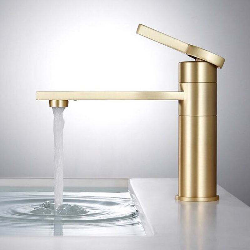 Brass Single Hole Sink Faucet Low Arc Square Bathroom Sink Faucet Clearhalo 'Bathroom Remodel & Bathroom Fixtures' 'Bathroom Sink Faucets' 'Bathroom Sinks & Faucet Components' 'bathroom_sink_faucets' 'Home Improvement' 'home_improvement' 'home_improvement_bathroom_sink_faucets' 7291578