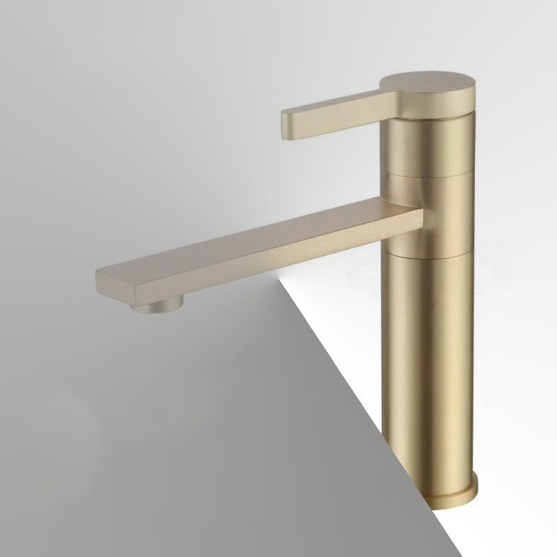 Brass Single Hole Sink Faucet Low Arc Square Bathroom Sink Faucet Gold Short Clearhalo 'Bathroom Remodel & Bathroom Fixtures' 'Bathroom Sink Faucets' 'Bathroom Sinks & Faucet Components' 'bathroom_sink_faucets' 'Home Improvement' 'home_improvement' 'home_improvement_bathroom_sink_faucets' 7291579
