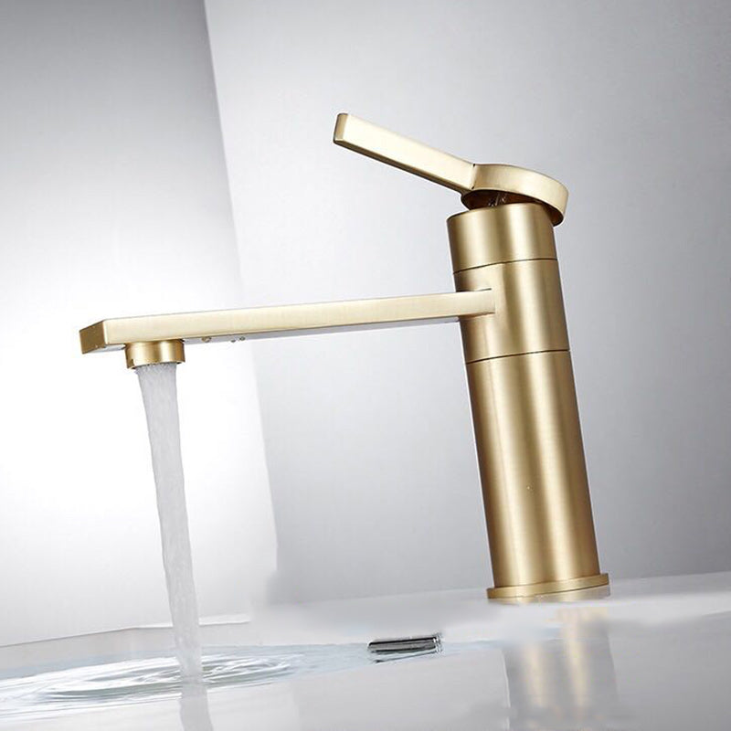 Brass Single Hole Sink Faucet Low Arc Square Bathroom Sink Faucet Clearhalo 'Bathroom Remodel & Bathroom Fixtures' 'Bathroom Sink Faucets' 'Bathroom Sinks & Faucet Components' 'bathroom_sink_faucets' 'Home Improvement' 'home_improvement' 'home_improvement_bathroom_sink_faucets' 7291580