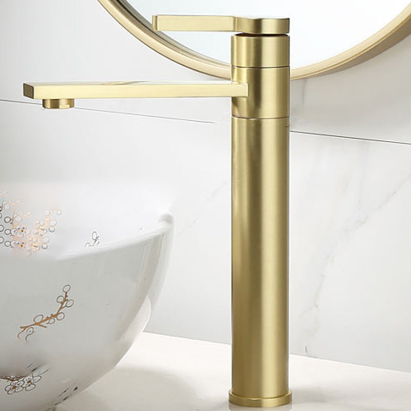 Brass Single Hole Sink Faucet Low Arc Square Bathroom Sink Faucet Gold Tall Clearhalo 'Bathroom Remodel & Bathroom Fixtures' 'Bathroom Sink Faucets' 'Bathroom Sinks & Faucet Components' 'bathroom_sink_faucets' 'Home Improvement' 'home_improvement' 'home_improvement_bathroom_sink_faucets' 7291581