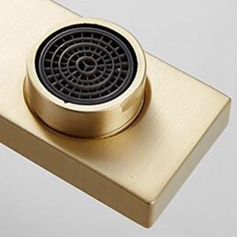 Brass Single Hole Sink Faucet Low Arc Square Bathroom Sink Faucet Clearhalo 'Bathroom Remodel & Bathroom Fixtures' 'Bathroom Sink Faucets' 'Bathroom Sinks & Faucet Components' 'bathroom_sink_faucets' 'Home Improvement' 'home_improvement' 'home_improvement_bathroom_sink_faucets' 7291586