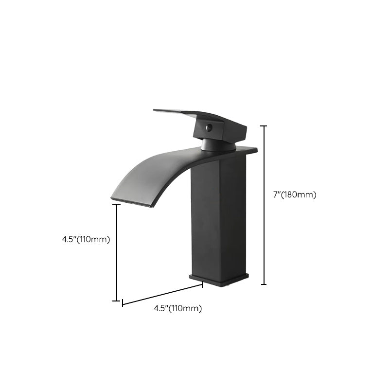 Modern Waterfall Spout Sink Faucet with Led Brass Lavatory Faucet Clearhalo 'Bathroom Remodel & Bathroom Fixtures' 'Bathroom Sink Faucets' 'Bathroom Sinks & Faucet Components' 'bathroom_sink_faucets' 'Home Improvement' 'home_improvement' 'home_improvement_bathroom_sink_faucets' 7291613