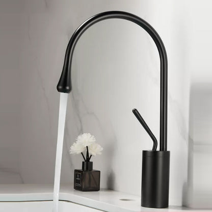 Luxury Circular Bathroom Sink Faucet with 1-Handle Brass Lavatory Faucet Noir Magnifique Clearhalo 'Accueil' 'Amélioration Domiciliaire' 'bathroom_sink_faucets' 'Ensembles de Lavabo & de Robinet de Toilette' 'home_improvement' 'home_improvement_bathroom_sink_faucets' 'Robinet de Lavabo de Salle de Bain' 'Rénovation et Équipement de Salle de Bain' 7291615