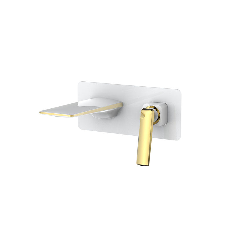 Modern Bathtub Faucet Wall-mounted Rod Handle Brass Bathtub Faucet White Integration Clearhalo 'Bathroom Remodel & Bathroom Fixtures' 'Bathtub Faucets' 'bathtub_faucets' 'Home Improvement' 'home_improvement' 'home_improvement_bathtub_faucets' 7291790