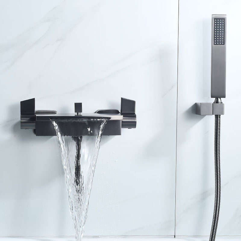 Contemporary Bathroom Faucet Wall Mounted Copper Low Arc Fixed Clawfoot Tub Faucets Clearhalo 'Bathroom Remodel & Bathroom Fixtures' 'Bathtub Faucets' 'bathtub_faucets' 'Home Improvement' 'home_improvement' 'home_improvement_bathtub_faucets' 7291806