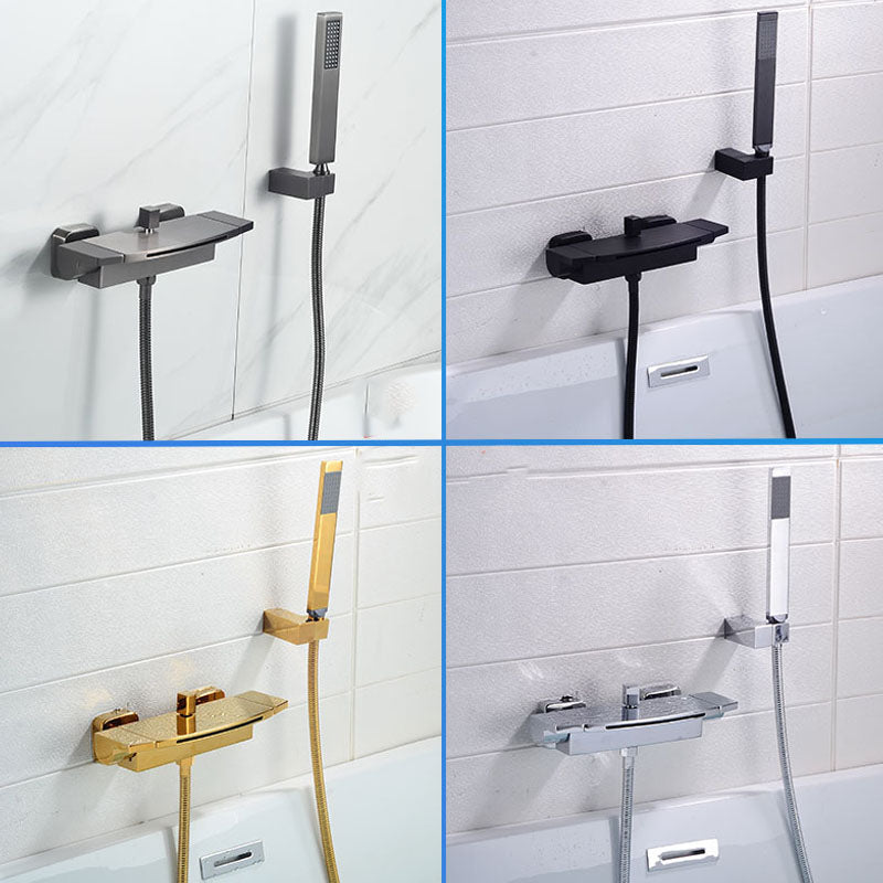 Contemporary Bathroom Faucet Wall Mounted Copper Low Arc Fixed Clawfoot Tub Faucets Clearhalo 'Bathroom Remodel & Bathroom Fixtures' 'Bathtub Faucets' 'bathtub_faucets' 'Home Improvement' 'home_improvement' 'home_improvement_bathtub_faucets' 7291809