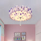Dual-Layered Acrylic Flushmount Countryside LED Restaurant Ceiling Lamp with Crystal Ball in Pink/Purple Purple Clearhalo 'Ceiling Lights' 'Close To Ceiling Lights' 'Close to ceiling' 'Flush mount' Lighting' 729182