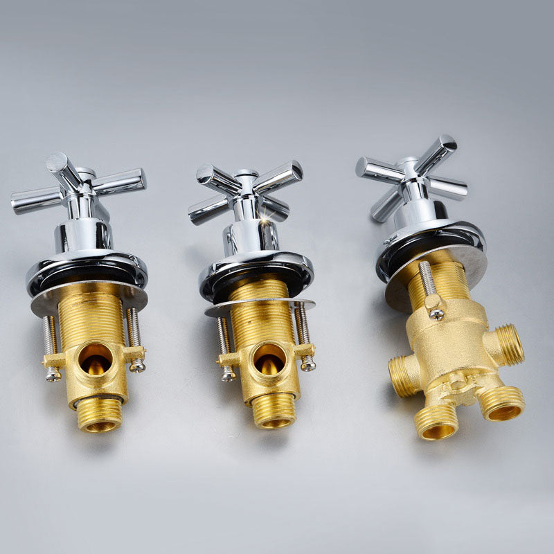 Contemporary Bathroom Faucet Deck Mounted Copper Low Arc Roman Tub Set Clearhalo 'Bathroom Remodel & Bathroom Fixtures' 'Bathtub Faucets' 'bathtub_faucets' 'Home Improvement' 'home_improvement' 'home_improvement_bathtub_faucets' 7291839