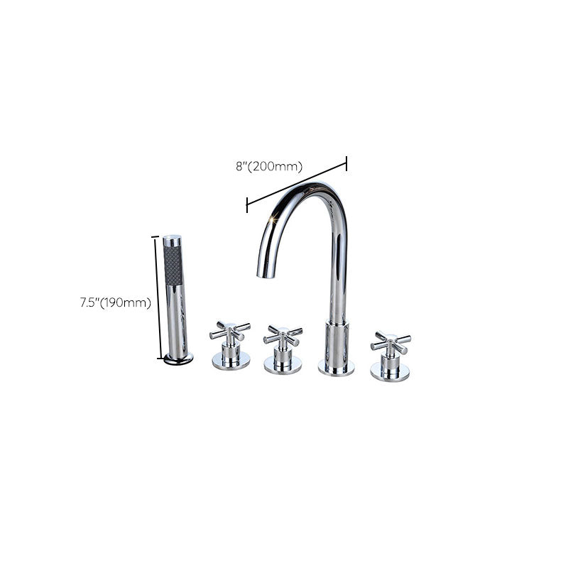 Contemporary Bathroom Faucet Deck Mounted Copper Low Arc Roman Tub Set Clearhalo 'Bathroom Remodel & Bathroom Fixtures' 'Bathtub Faucets' 'bathtub_faucets' 'Home Improvement' 'home_improvement' 'home_improvement_bathtub_faucets' 7291845